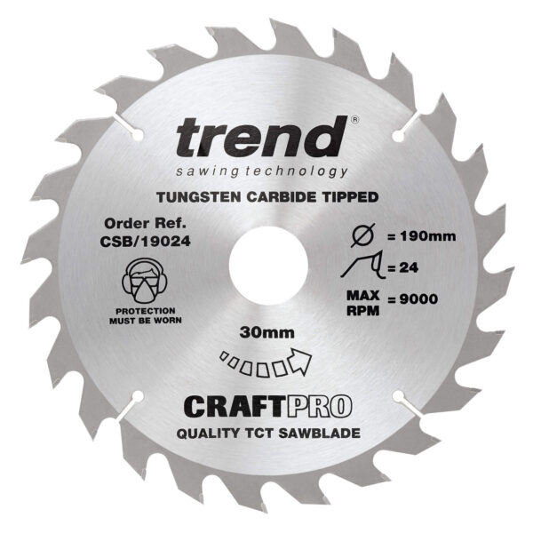 Trend 190mm X 24t X 30mm Craft Blade
