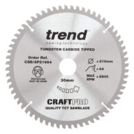 Trend 216mm X 64t X 30mm Craft Blade Tcp