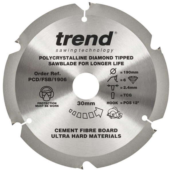 Trend 190 X 6t X 30mm Fibre Cement Sawblade Pcd